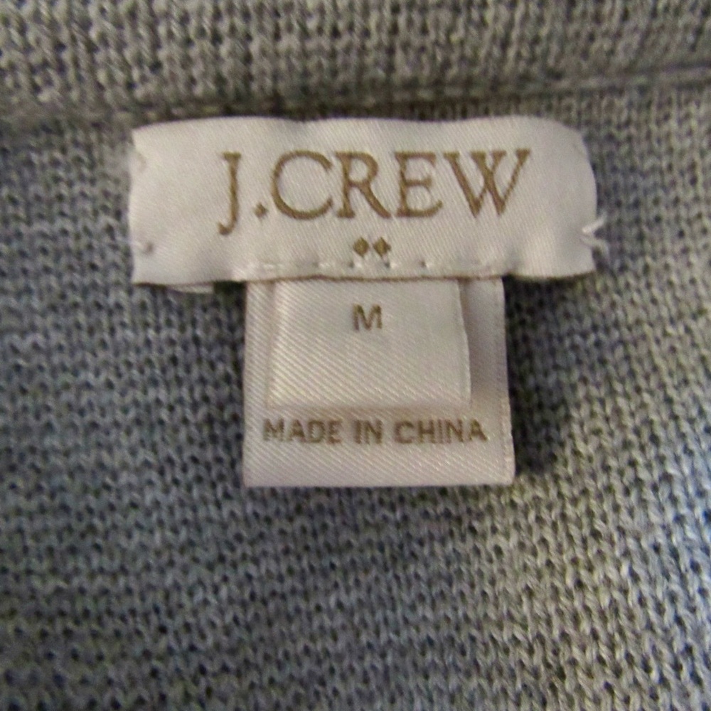 J Crew Factory Gray Sweater Blazer Medium Cotton Pockets Knit 2 Button Office - Picture 9 of 9